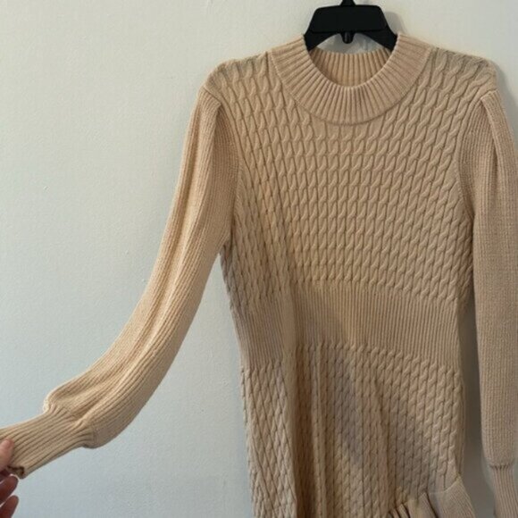 Anthropologie Flat White Long Sleeve Sweater Dress Tan Beige Size XL - Picture 3 of 7
